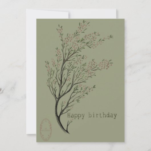 Gelukkige verjaardagskaart botanisch kaart (Voorkant)