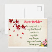 Gelukkige verjaardagskaart briefkaart (Voorkant / Achterkant)