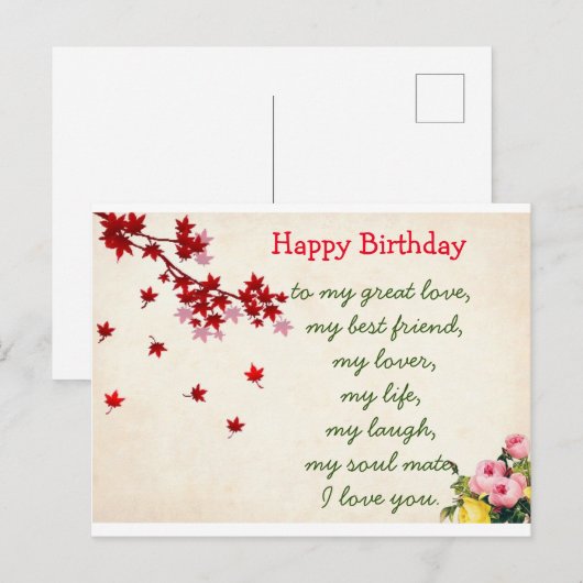 Gelukkige verjaardagskaart briefkaart (Voorkant / Achterkant)