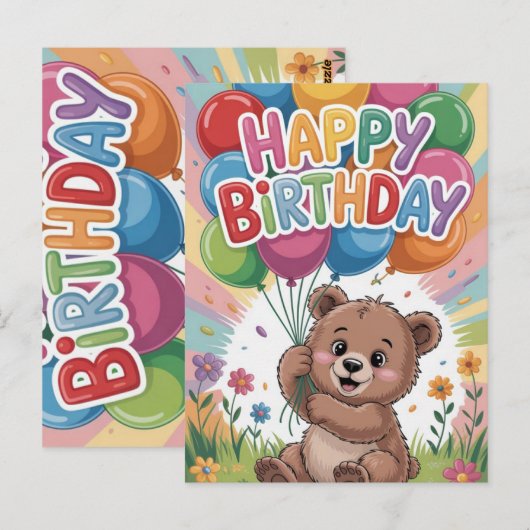 Gelukkige verjaardagskaart briefkaart (Voorkant / Achterkant)