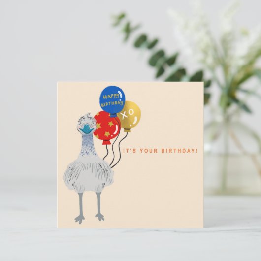 Gelukkige verjaardagskaart - EMU Kaart (Staand voorkant)