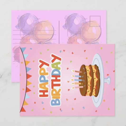 Gelukkige verjaardagskaart feestdagenkaart (Voorkant / Achterkant)