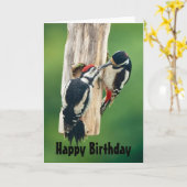 Gelukkige Verjaardagskaart grote gevlekte specht Kaart (Gele Bloem)