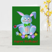 Gelukkige verjaardagskaart met Bunny Kaart (Gele Bloem)