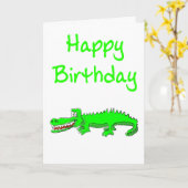 Gelukkige Verjaardagskaart met cartoon krokodil Kaart (Gele Bloem)