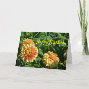 Gelukkige verjaardagskaart met gele dahlia's kaart