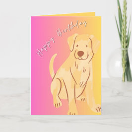 Gelukkige Verjaardagskaart met Hond Graphic, Roze Bedankkaart