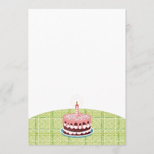 Gelukkige verjaardagskaart met kat, taart en kaars kaart (Achterkant)