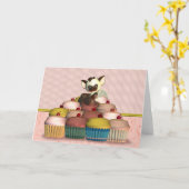 Gelukkige Verjaardagskaart met kleine kattenengel  Kaart (Gele Bloem)