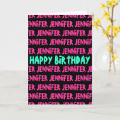 Gelukkige Verjaardagskaart met neonkleurige tekst Kaart (Gele Bloem)