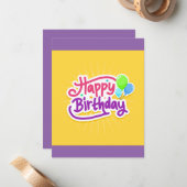 Gelukkige verjaardagskaart! notitiekaartje (Voorkant / Achterkant in situ)