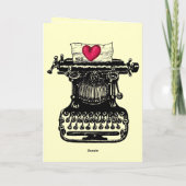 Gelukkige verjaardagskaart  schrijfmachine tekenin kaart (Achterkant)