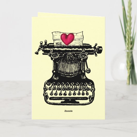Gelukkige verjaardagskaart  schrijfmachine tekenin kaart (Achterkant)