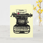 Gelukkige verjaardagskaart  schrijfmachine tekenin kaart (Gele Bloem)