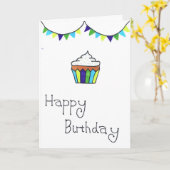 Gelukkige verjaardagskaart - vrolijke cupcake en j kaart (Gele Bloem)