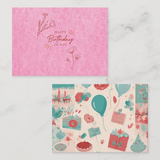 Gelukkige verjaardagskaarten notitiekaartje (Voorkant / Achterkant)