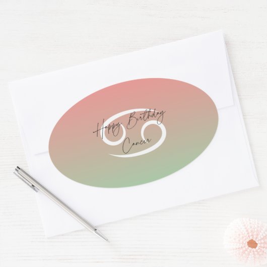 Gelukkige Verjaardagskanker Ovale Sticker (Envelop)
