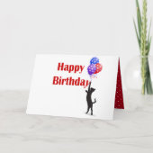 Gelukkige Verjaardagskat en ballonnen Kaart (Voorkant)