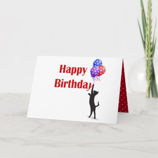 Gelukkige Verjaardagskat en ballonnen Kaart (Voorkant)