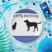 Gelukkige verjaardagskat en hondenpartij borden papieren bordje (Feest)