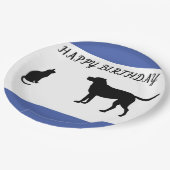 Gelukkige verjaardagskat en hondenpartij borden papieren bordje (Gekanteld)