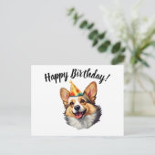 Gelukkige Verjaardagskegel Corgi Briefkaart (Staand voorkant)