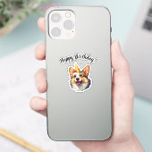 Gelukkige Verjaardagskegel Corgi Sticker (Telefoon)