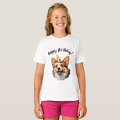 Gelukkige Verjaardagskegel Corgi T-shirt (Voorkant volledig)