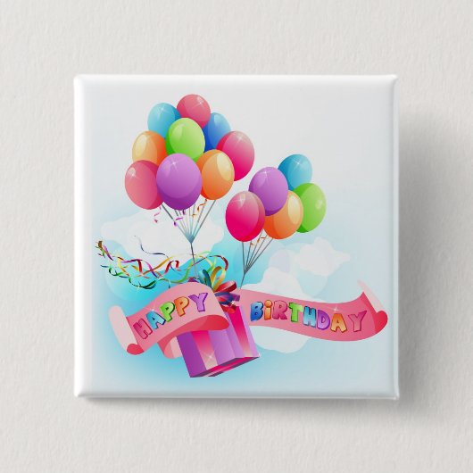 Gelukkige verjaardagsknop vierkante button 5,1 cm (Voorkant)