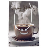 Gelukkige Verjaardagskoffie met Glimlach Medium Cadeauzakje (Voorkant)