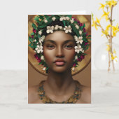 Gelukkige Verjaardagskoningin, mooie Afrikaans-Ame Kaart (Gele Bloem)