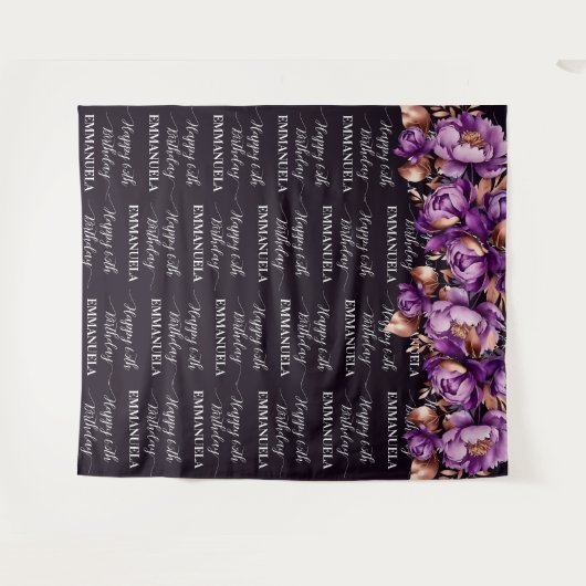 Gelukkige Verjaardagsnaam collage foto achtergrond Wandkleed (Voorkant (horizontaal))