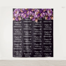 Gelukkige Verjaardagsnaam collage foto achtergrond Wandkleed