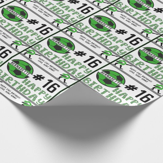 Gelukkige Verjaardagsnaam Leeftijd Sentiment Voetb Cadeaupapier (Hoek)