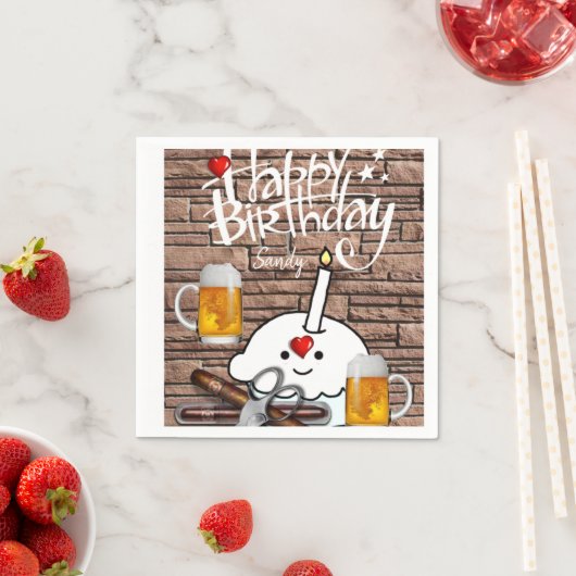 Gelukkige Verjaardagspapier servetten, Bier Servet (Insitu)