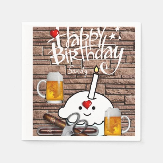 Gelukkige Verjaardagspapier servetten, Bier Servet (Voorkant)