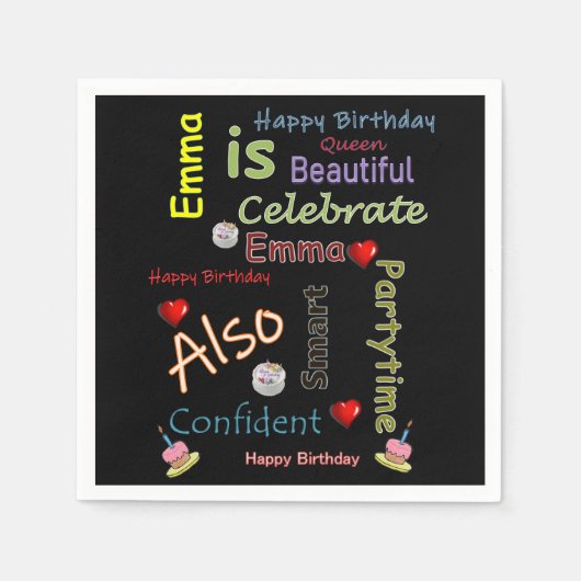 Gelukkige Verjaardagspapier Servetten Emma (Voorkant)
