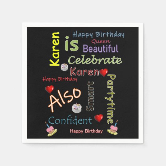 Gelukkige Verjaardagspapier Servetten Karen (Voorkant)