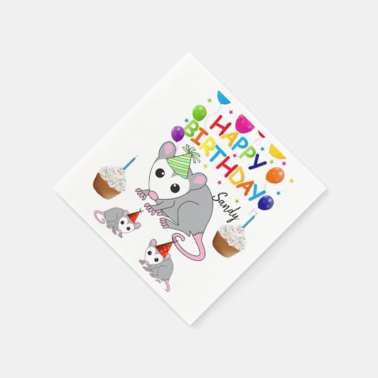 Gelukkige Verjaardagspapier servetten, Possum Servet (Hoek)