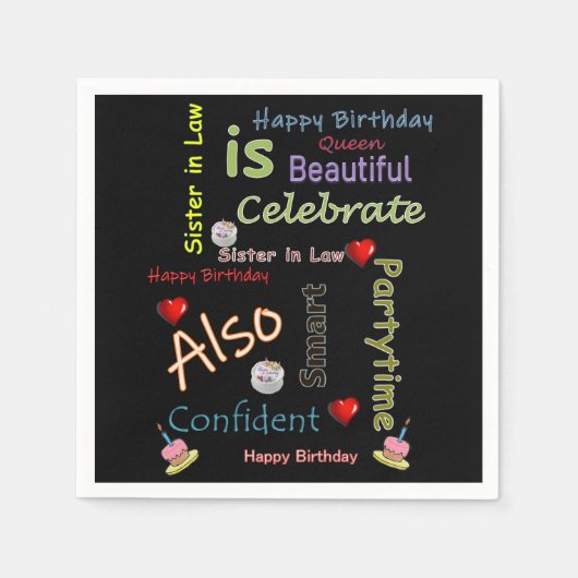 Gelukkige Verjaardagspapier Servetten Zuster in Re (Voorkant)