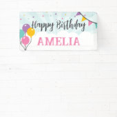 Gelukkige Verjaardagspartij Bannerteken met Ballon Spandoek (Insitu)