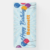 Gelukkige Verjaardagspartij Bannerteken met Ballon Spandoek (Verticaal)