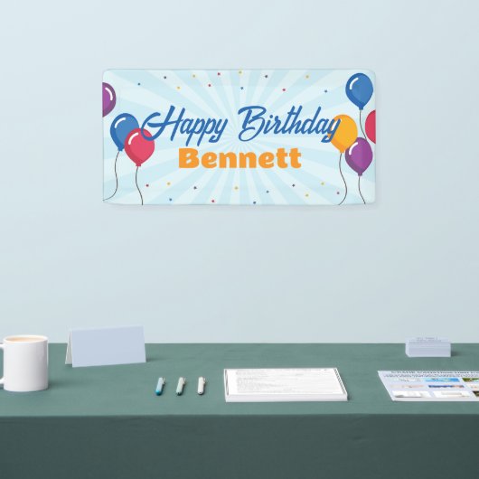 Gelukkige Verjaardagspartij Bannerteken met Ballon Spandoek (Beurs)