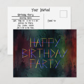 Gelukkige Verjaardagspartij Kleurrijke Borsteluitn Briefkaart (Voorkant / Achterkant)