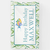 Gelukkige Verjaardagspartij Tekenen Jongen Tropisc Spandoek (Verticaal)