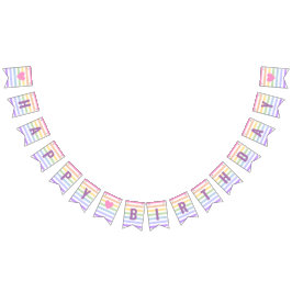 Gelukkige Verjaardagspastel Regenboog Witte Strepe Vlaggetjes