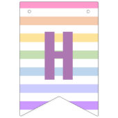 Gelukkige Verjaardagspastel Regenboog Witte Strepe Vlaggetjes (Tweede vlag)