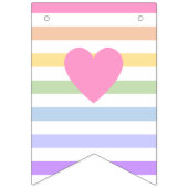 Gelukkige Verjaardagspastel Regenboog Witte Strepe Vlaggetjes (Eerste vlag)