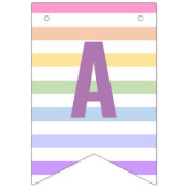 Gelukkige Verjaardagspastel Regenboog Witte Strepe Vlaggetjes (Derde vlag)