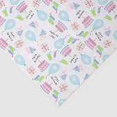 Gelukkige Verjaardagspatroon in Roze/Blauw Weefsel Tissuepapier (Detail)